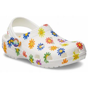 Zuecos Crocs Classic Seasonal Print Niña Blancos | Mexico 1520SGLO